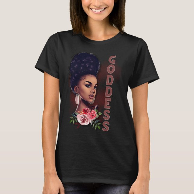 Camiseta Black Girl Magic Goddess Afro Girl Faith God Stron (Frente)