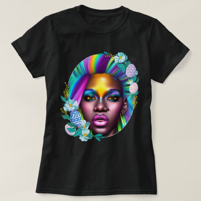 Camiseta Black Girl Magic Rainbow Spring Melanin Sista Wome (Frente do Design)