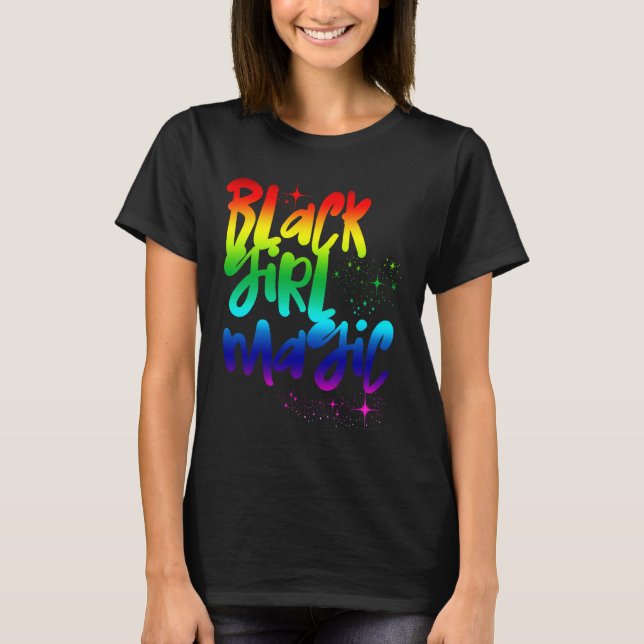 Camiseta Black Girl Magic Retro Rainbow African Queen Melan (Frente)
