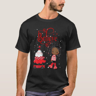 Camiseta Black Girl Papai noel Holiday African American Chr