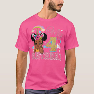 Camiseta Black Girl Princess My 4th Birthday Girls Kids Bir
