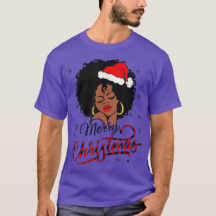Camiseta Black Girl Santa Hat Afro Merry Christmas Sweater