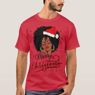 Camiseta Black Girl Santa Hat Afro Merry Christmas Sweater