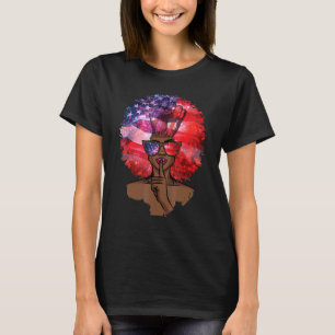 Camiseta Black Girl USA Flag Melanin Afro Hair African Amer