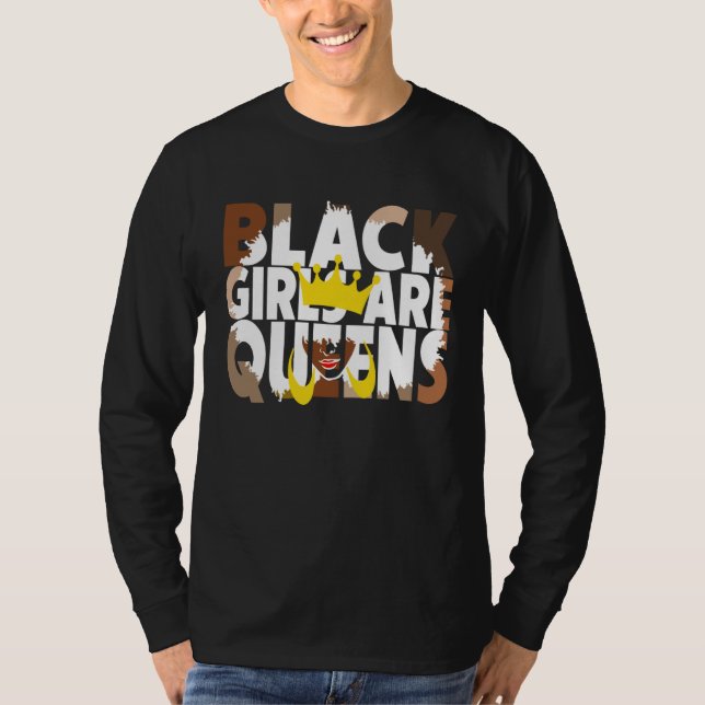 Camiseta Black Girls Are Queen Retro Afro Girl Black Histor (Frente)
