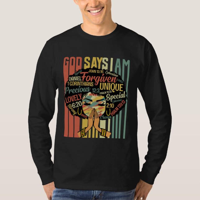 Camiseta Black Girls God Says I Am Black History Month Mela (Frente)