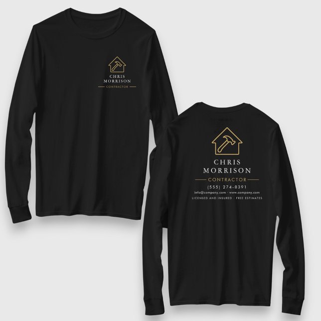 Camiseta Black Gold Contractor Home Repair Work (Criador carregado)