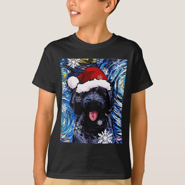Camiseta Black Goldendoodle Labradoodle Santa Dog Christmas (Frente)