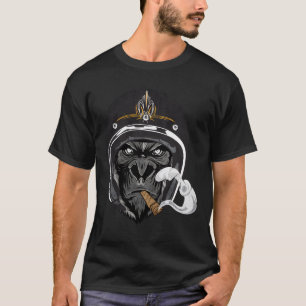 Camiseta Black Gorilla Funny Biker Ape Helmet Cigar Rider S