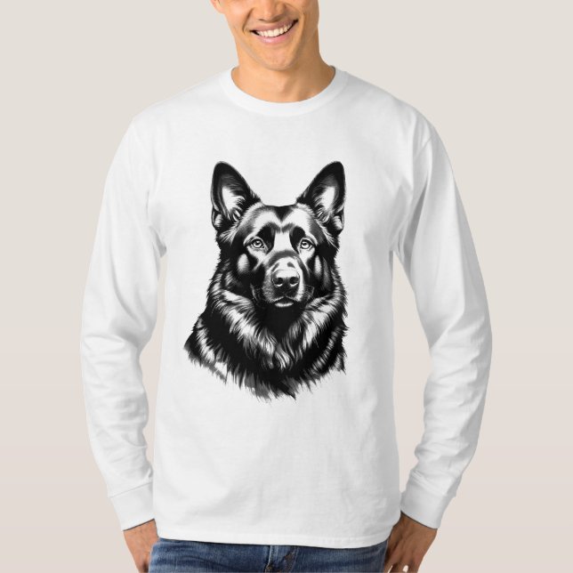 Camiseta Black GSD Portrait Long Sleeve T-Shirt (Frente)