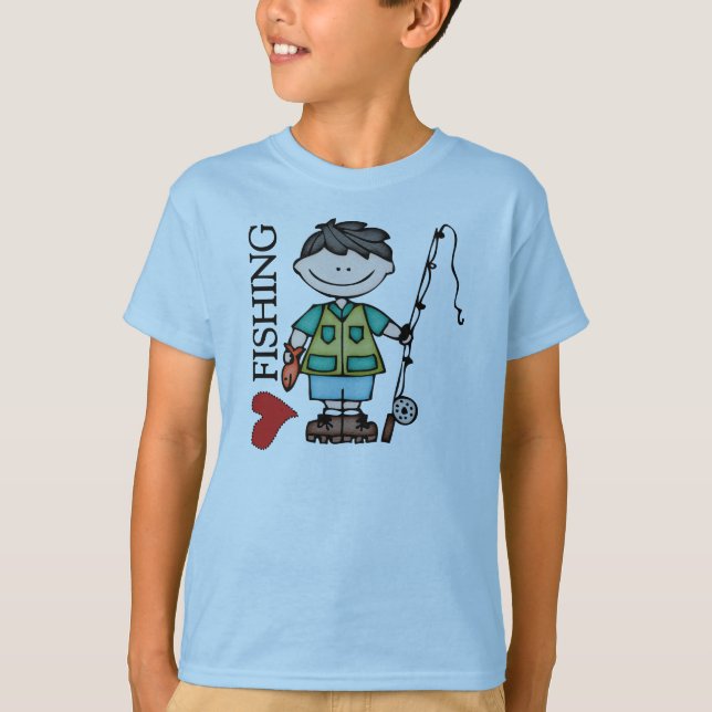 Camiseta Black Hair Boy I Love Fishing (Frente)