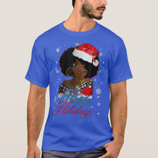 Camiseta Black Happy Holidays African American Santa Mrs Cl