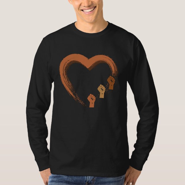 Camiseta Black Heart Black History Month African American P (Frente)