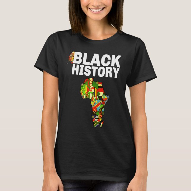 Camiseta Black History Africa Map African Flag Pride (Frente)