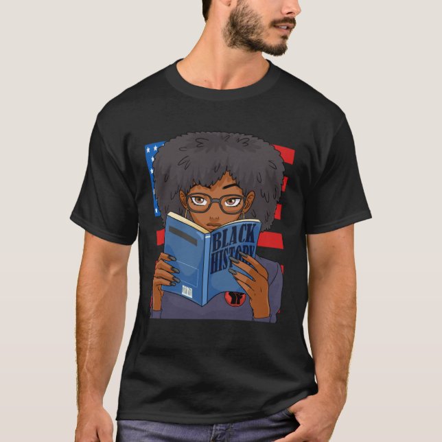 Camiseta Black History Book Panther Party Patriotic Afro 19 (Frente)