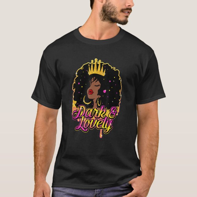 Camiseta Black History Dark Lovely Black Queen Black Girl (Frente)