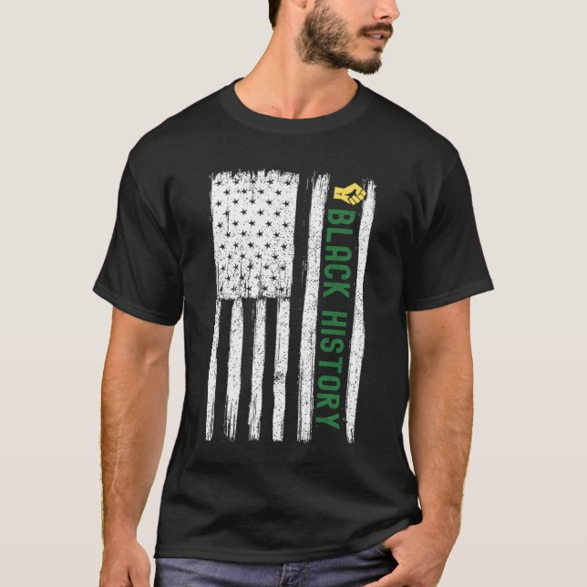 Camiseta Black History In USA Flag Month African American (Frente)