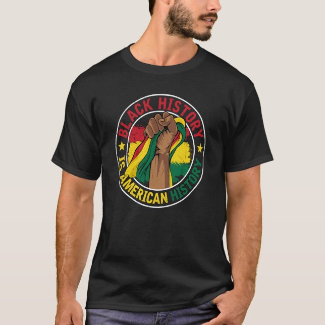 Camiseta Black History Is American History BHM Pride Afro M (Frente)
