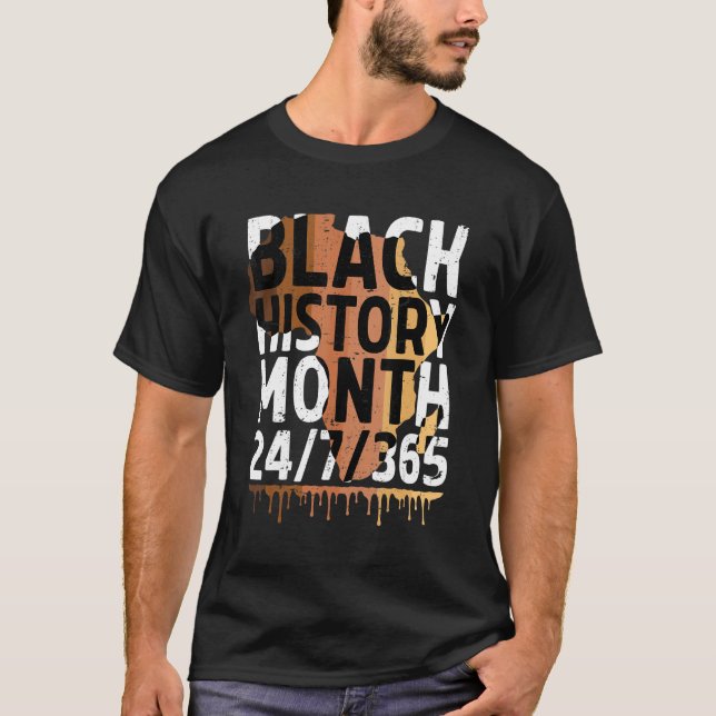 Camiseta Black History Month 2023 Black History 365 Melanin (Frente)
