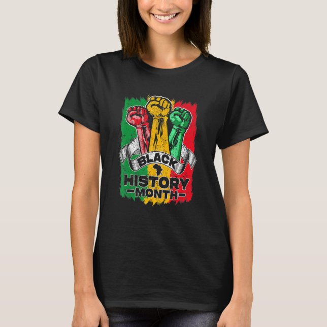 Camiseta Black History Month 2023 Hand Strong African Ameri (Frente)