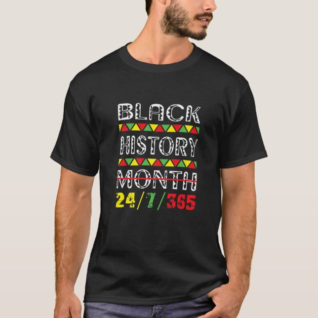 Camiseta Black History Month 24/7/365 African American Blac (Frente)