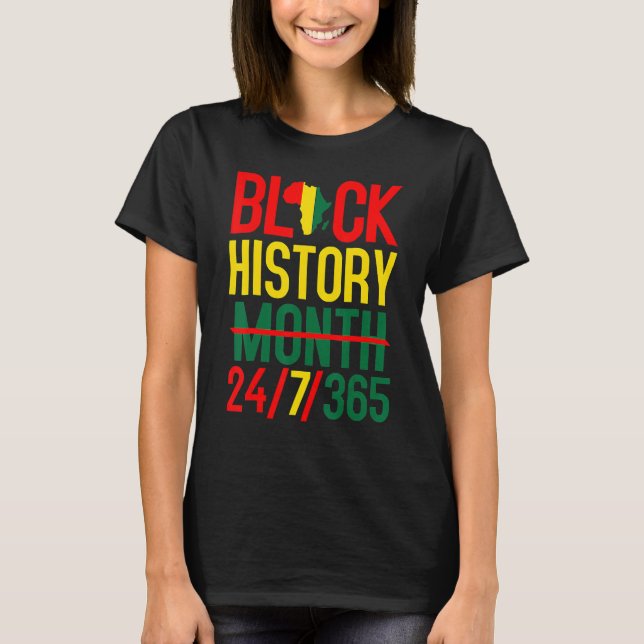 Camiseta Black History Month 24 7 365 Afro African Pride Me (Frente)