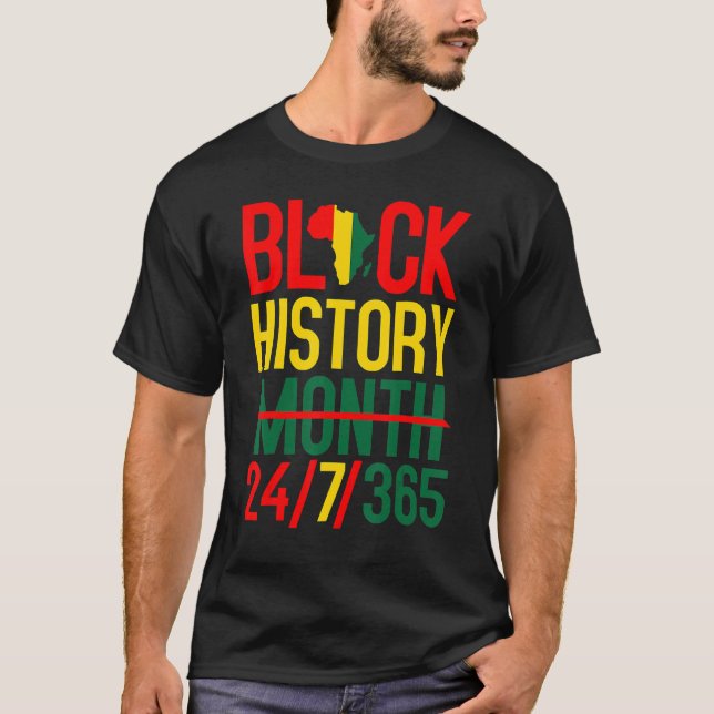Camiseta Black History Month 24 7 365 Afro African Pride Me (Frente)