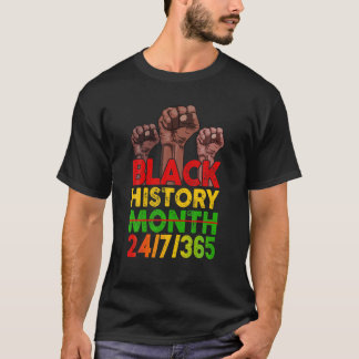 Camiseta Black History Month 24/7/365 Power Fist African Am