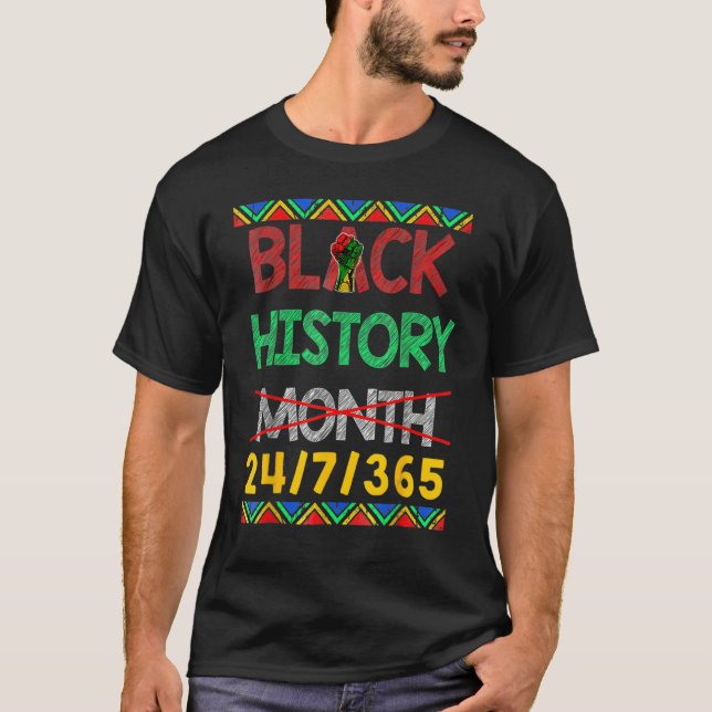 Camiseta Black History Month 24 7 BHM African Pride Men Wom (Frente)