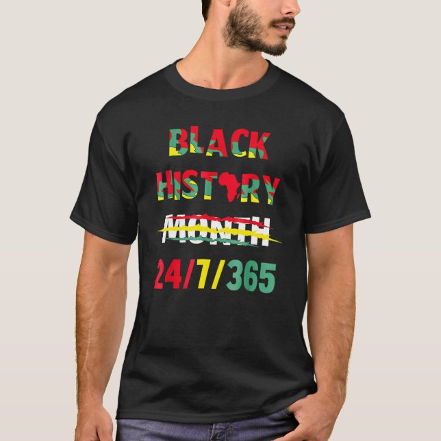 Camiseta Black History Month 24 7 BHM African Pride Men Wom (Frente)