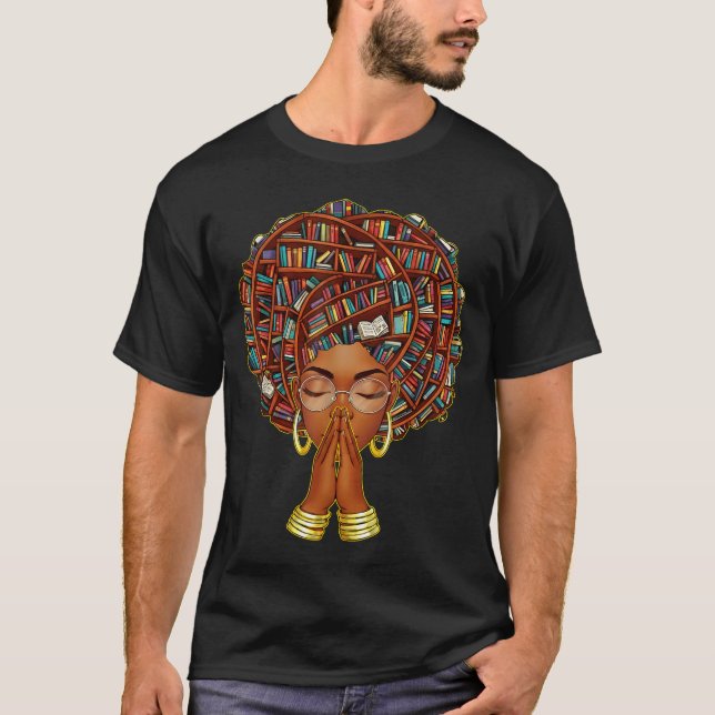 Camiseta Black History Month Afro Book Lover Women Girls Li (Frente)