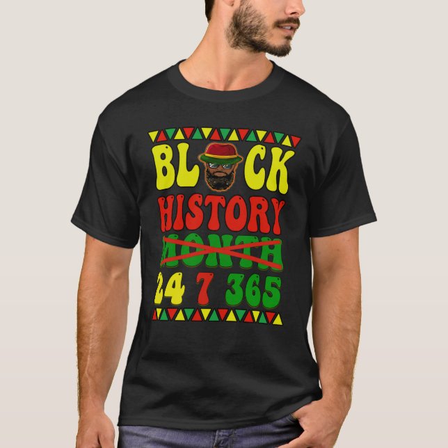 Camiseta Black History Month Apparel 24 7 365 African Ameri (Frente)
