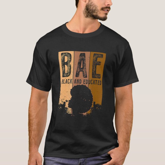 Camiseta Black History Month BAE Black E Educated Melanin (Frente)