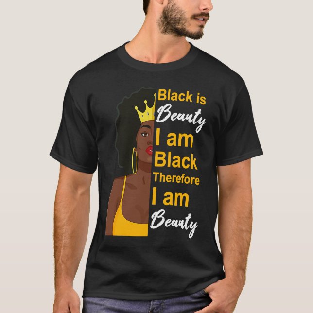 Camiseta Black History Month  Beautiful Melanin Poppin Girl (Frente)