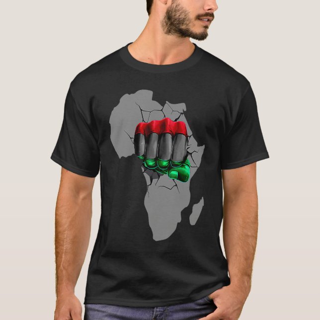 Camiseta Black History Month BHM Afro Pride Hand Fist Black (Frente)