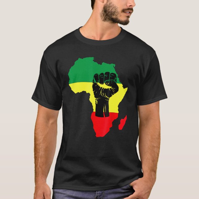 Camiseta Black History Month Celebration African Map Fist T (Frente)