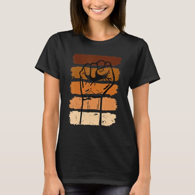 Camiseta Black History Month Fist Black Power African Women (Frente)