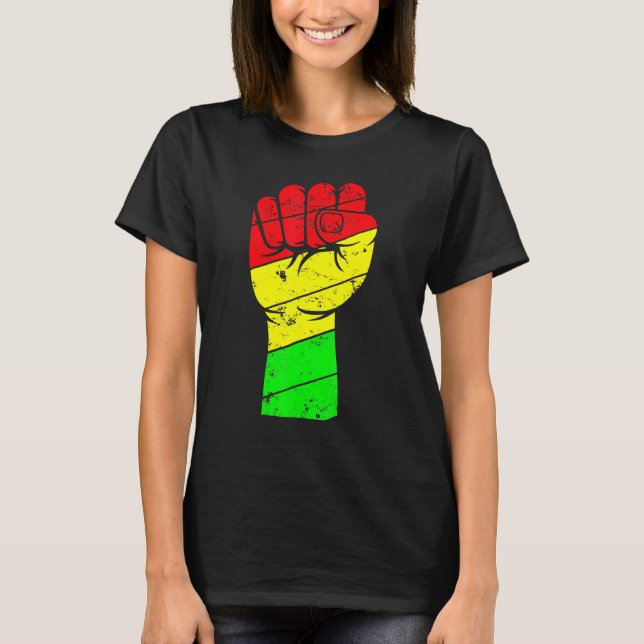 Camiseta Black History Month Fist Black Power African Women (Frente)