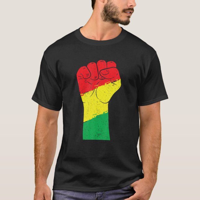 Camiseta Black History Month Fist Gift Women Men Kids (Frente)