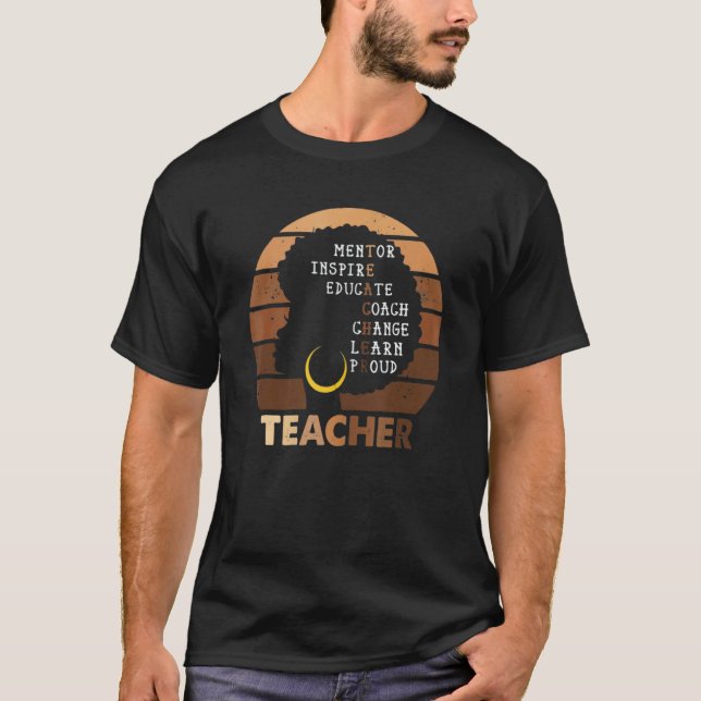 Camiseta Black History Month Inspiration Teacher Afro Melan (Frente)