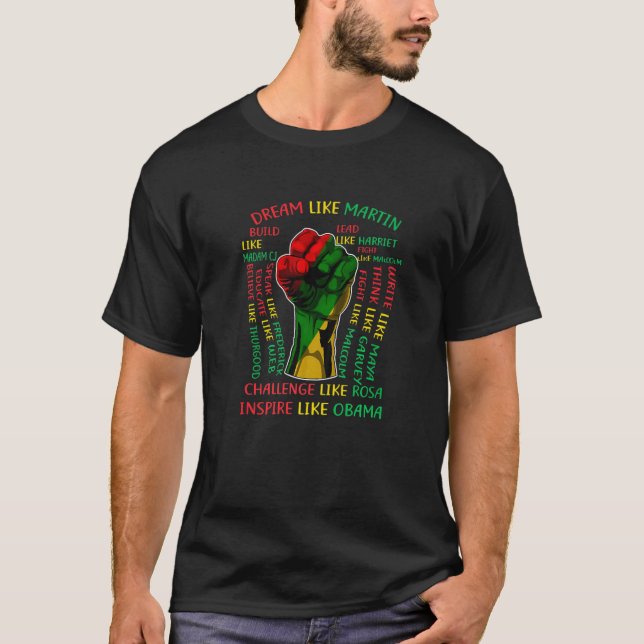 Camiseta Black History Month Inspirational Leaders Power Fi (Frente)