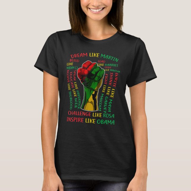 Camiseta Black History Month Inspirational Leaders Power Fi (Frente)