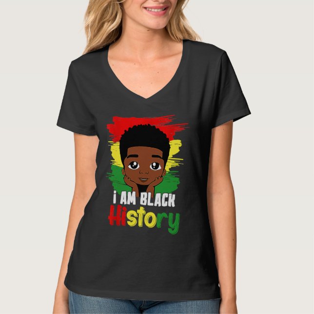 Camiseta Black History Month Kids Boys I am African America (Frente)