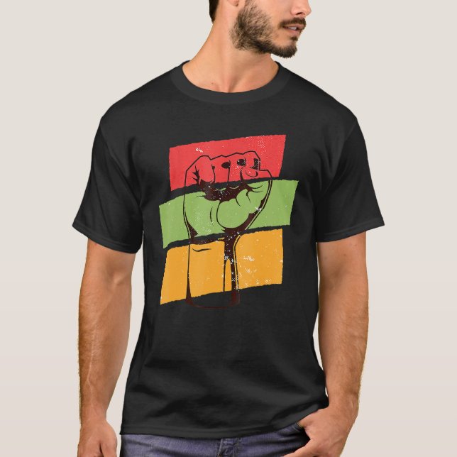 Camiseta Black History Month l Black Pride Fist African Col (Frente)