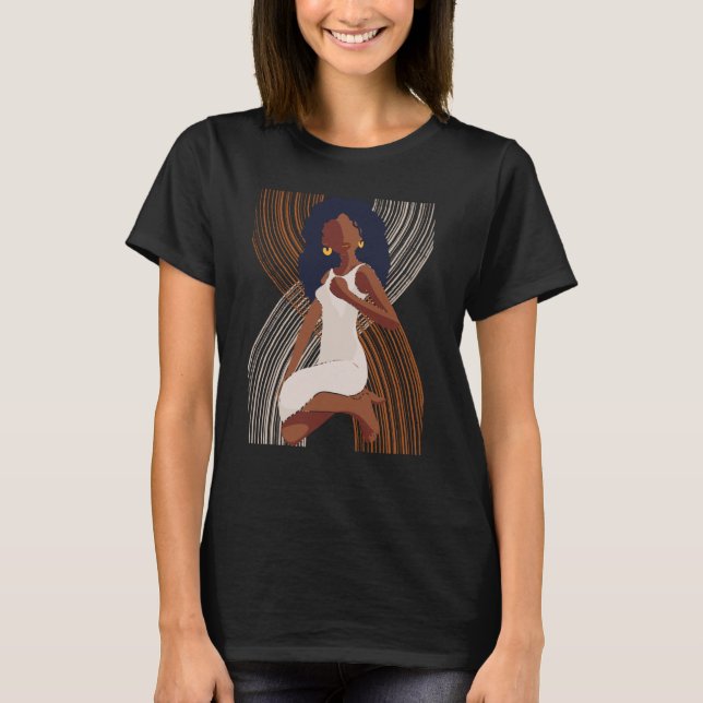 Camiseta Black History Month Minimalist Queen Melanin Boho  (Frente)