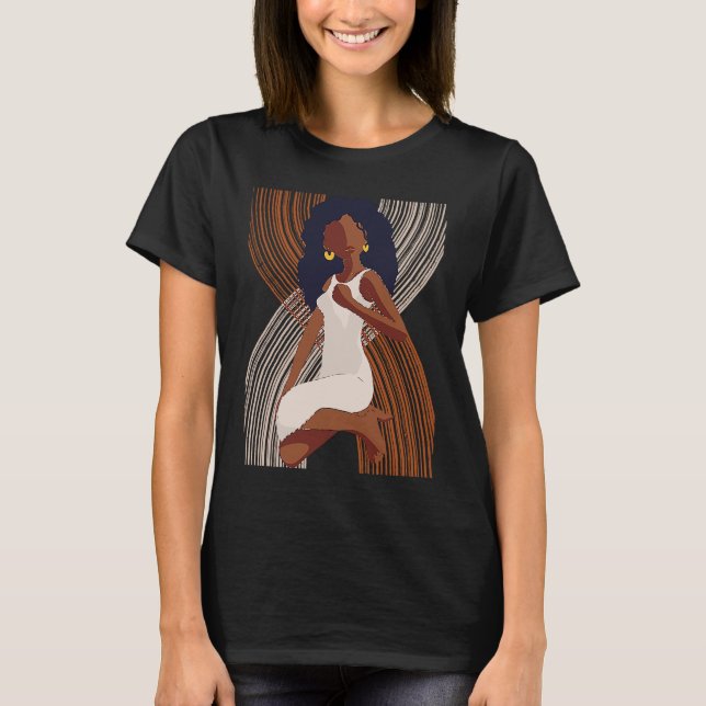 Camiseta Black History Month Minimalist Queen Melanin Boho  (Frente)