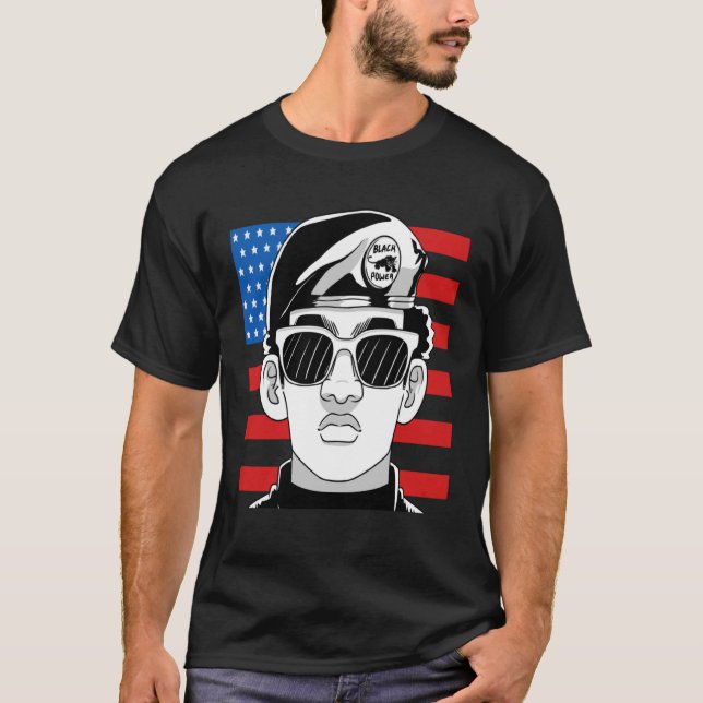 Camiseta Black History Month Panther Party American Flag 19 (Frente)