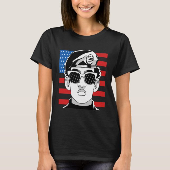 Camiseta Black History Month Panther Party American Flag 19 (Frente)