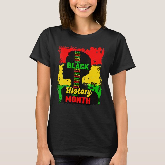 Camiseta Black History Month Queen Melanin Afro African Pri (Frente)