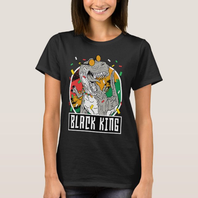 Camiseta Black History Month Rex Dinosaur Black King Dino B (Frente)